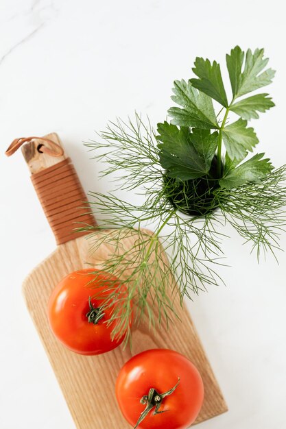 Close-up of fresh vegetables and herbs